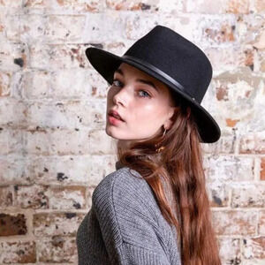 Black Wool Felt Fedora Hat, Before Dark (AU), One Size